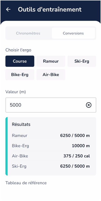 Module de conversion dans l'app