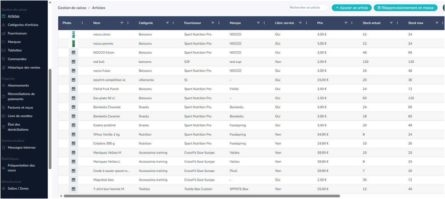 Gestion des articles du POS