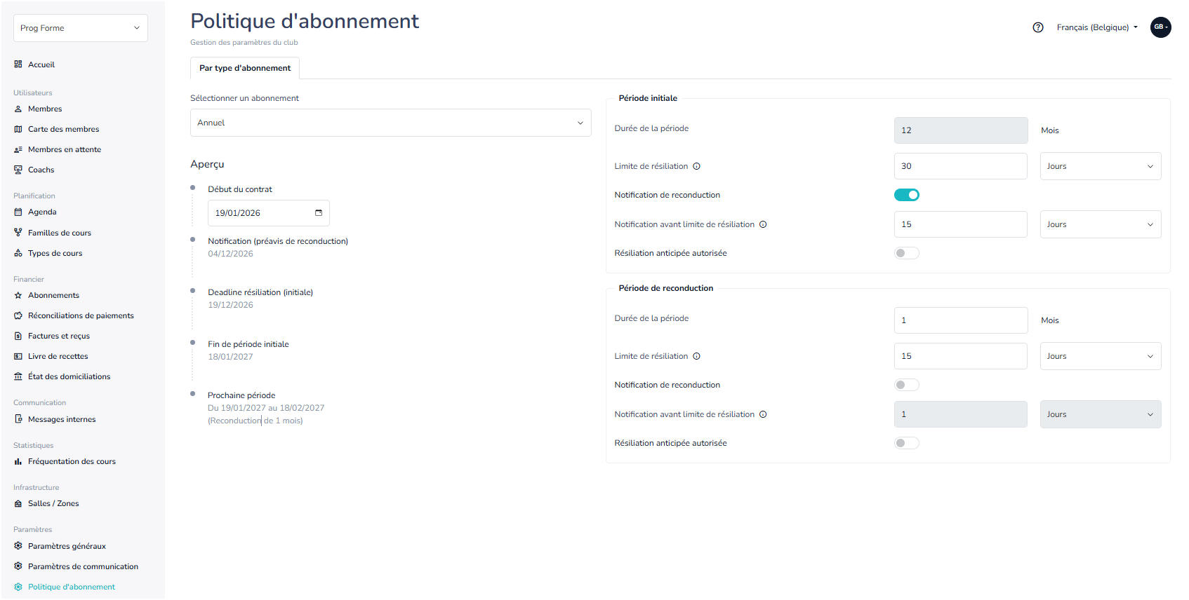 Politique d'abonnements